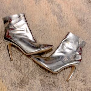 Express Silver Pointed Toe Bootie